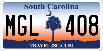 SC license plate MGL408