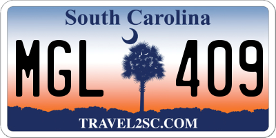 SC license plate MGL409