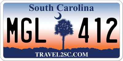 SC license plate MGL412
