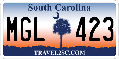 SC license plate MGL423
