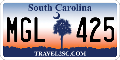SC license plate MGL425