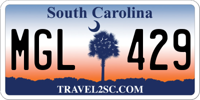 SC license plate MGL429