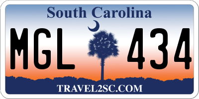 SC license plate MGL434