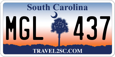 SC license plate MGL437