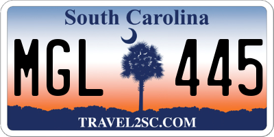 SC license plate MGL445