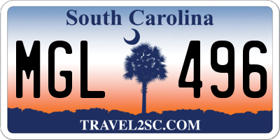 SC license plate MGL496