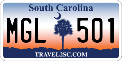 SC license plate MGL501