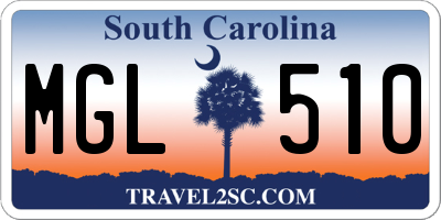 SC license plate MGL510