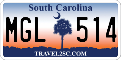 SC license plate MGL514