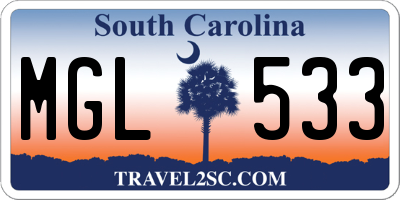 SC license plate MGL533