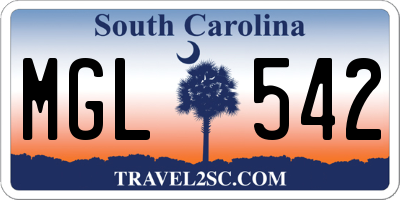 SC license plate MGL542