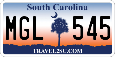SC license plate MGL545