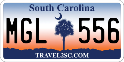 SC license plate MGL556