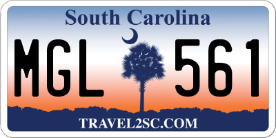 SC license plate MGL561