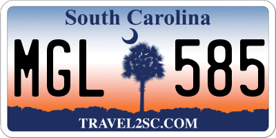 SC license plate MGL585