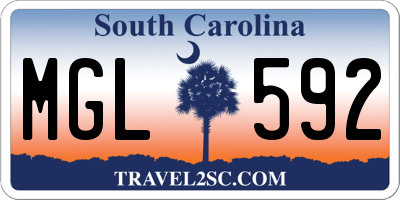 SC license plate MGL592