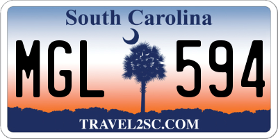 SC license plate MGL594