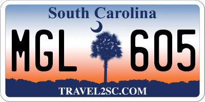 SC license plate MGL605