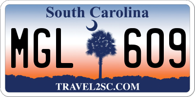 SC license plate MGL609