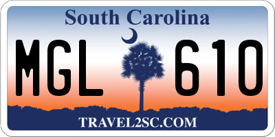 SC license plate MGL610
