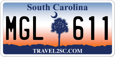 SC license plate MGL611