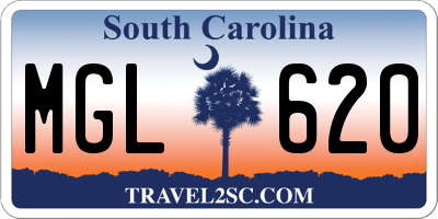 SC license plate MGL620