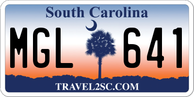 SC license plate MGL641