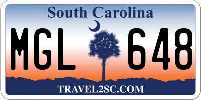 SC license plate MGL648
