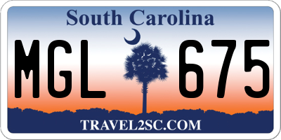 SC license plate MGL675