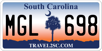 SC license plate MGL698