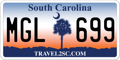 SC license plate MGL699