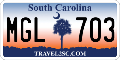 SC license plate MGL703