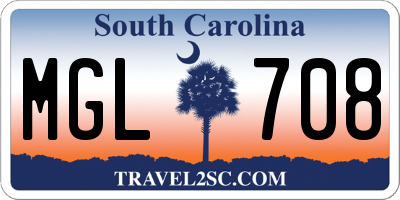 SC license plate MGL708