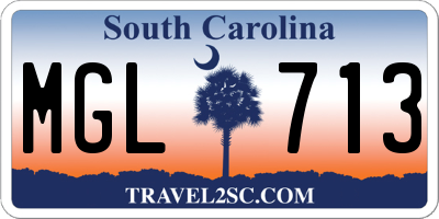 SC license plate MGL713