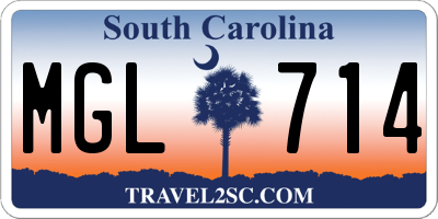 SC license plate MGL714