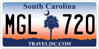 SC license plate MGL720