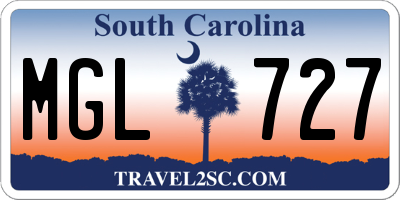 SC license plate MGL727