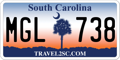 SC license plate MGL738
