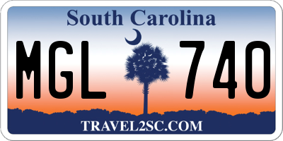 SC license plate MGL740