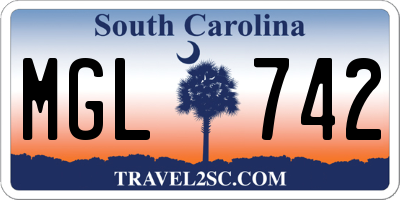 SC license plate MGL742