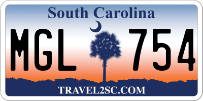 SC license plate MGL754