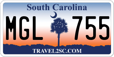SC license plate MGL755