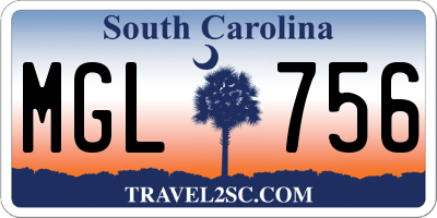 SC license plate MGL756