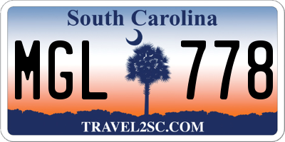 SC license plate MGL778