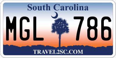 SC license plate MGL786