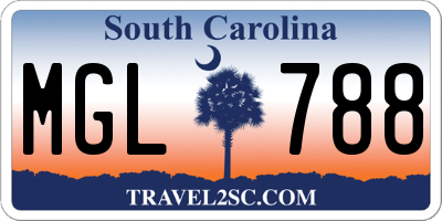 SC license plate MGL788