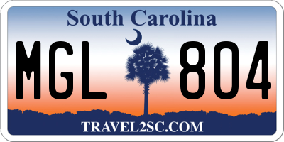 SC license plate MGL804