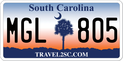 SC license plate MGL805