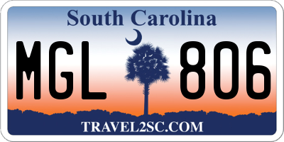 SC license plate MGL806