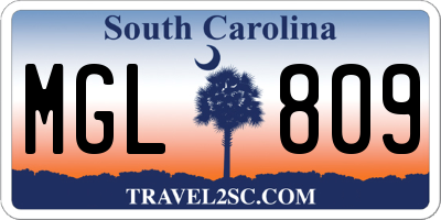 SC license plate MGL809